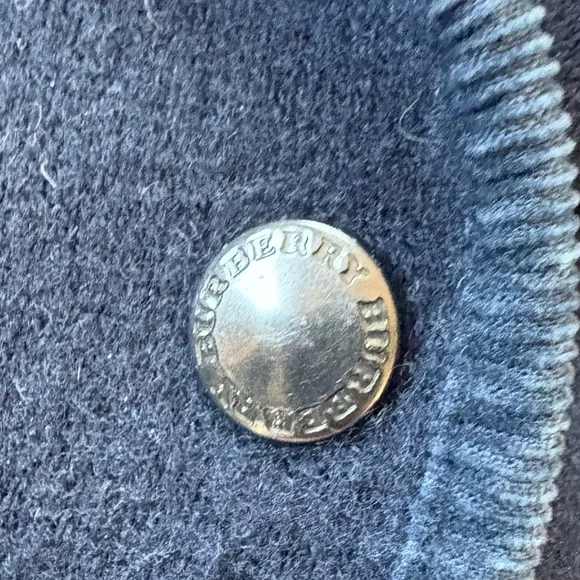 Vintage Burberry Car Coat Womens Sz 18 House Check Blue Hooded Wool Jacket - Picture 6 of 15